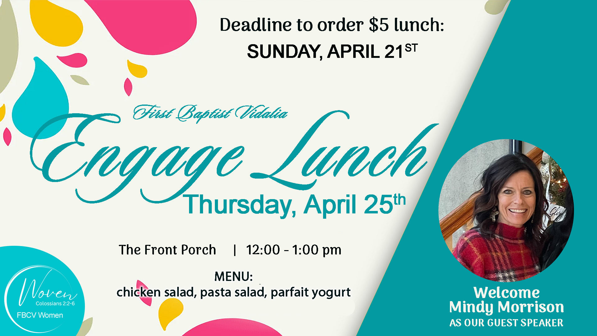April 25--April Engage Luncheon in Vidalia